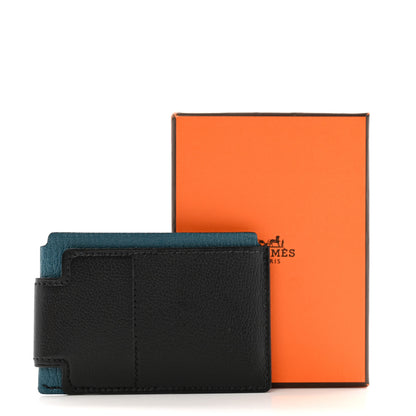 Hermes Allegretto Chevre Mysore H Sport 3CC Card Holder Case Black Vert Bosphore 8 of 8