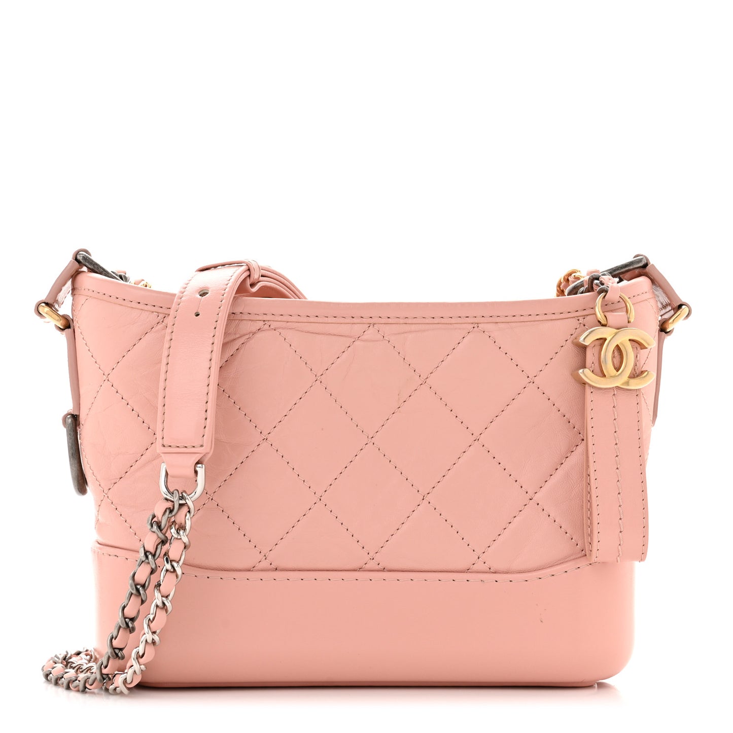 Aged Calfskin Quilted Small Gabrielle Hobo Light Pink