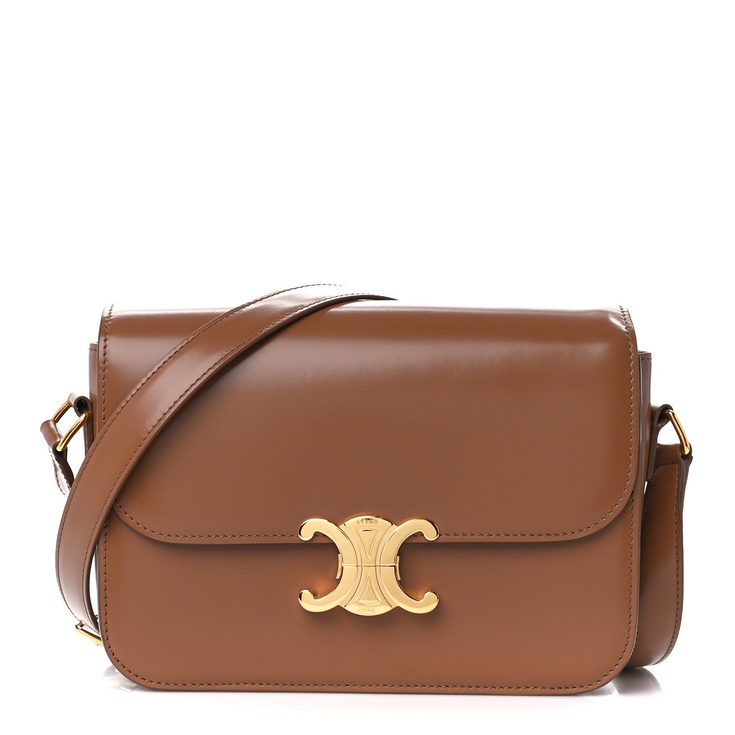 Celine Shiny Calfskin Medium Triomphe Bronze 1 of 12