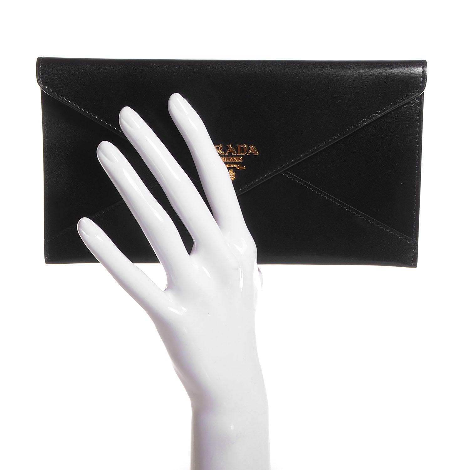Prada Box Calfskin Envelope Wallet Black Fuoco 2 of 10