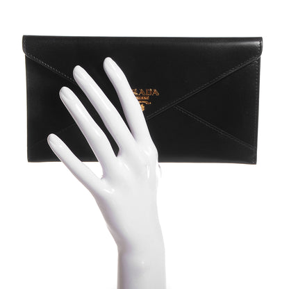 Prada Box Calfskin Envelope Wallet Black Fuoco 2 of 10