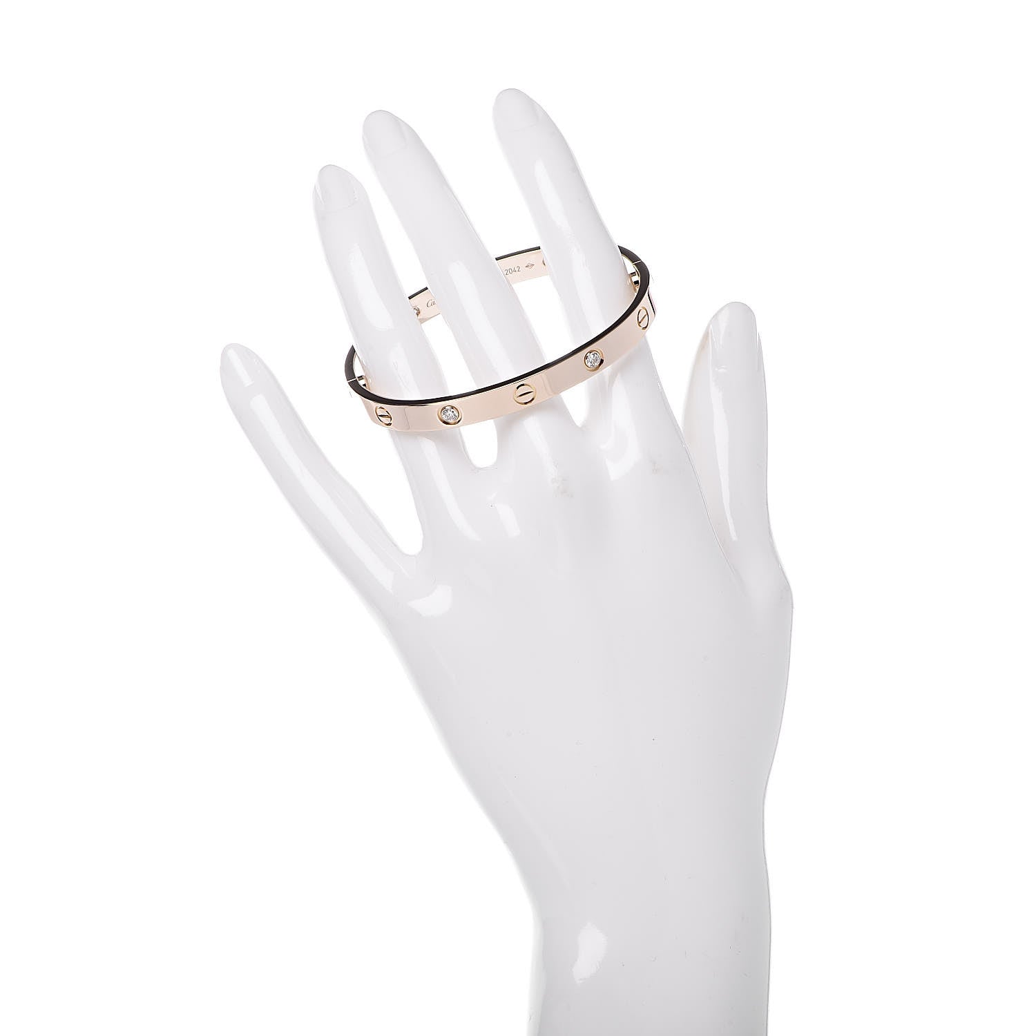 Cartier 18K Pink Gold 4 Diamond LOVE Bracelet 17 2 of 6