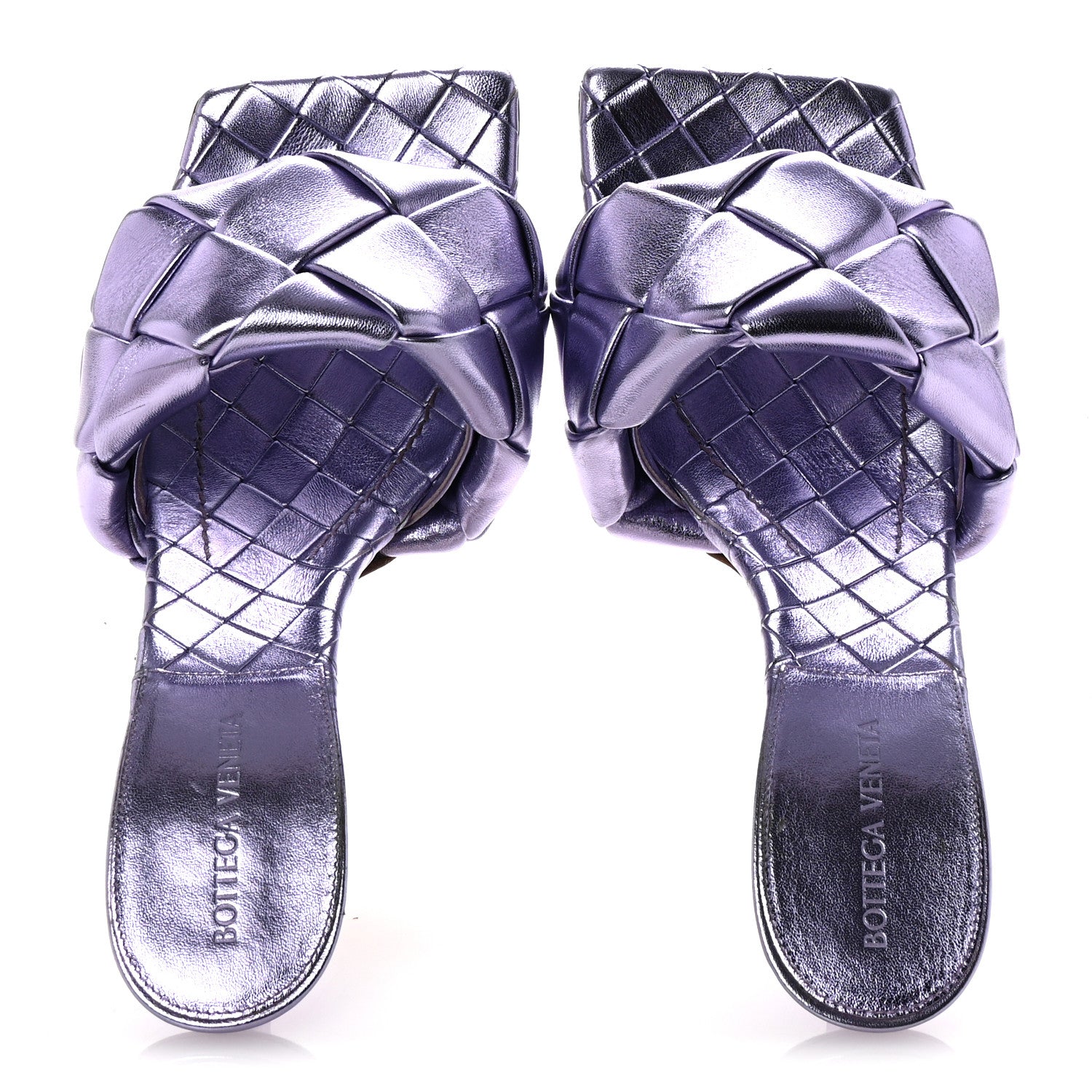 Bottega Veneta Metallic Nappa Maxi Intrecciato Lido Mule Sandals 40.5 Wisteria 2 of 9