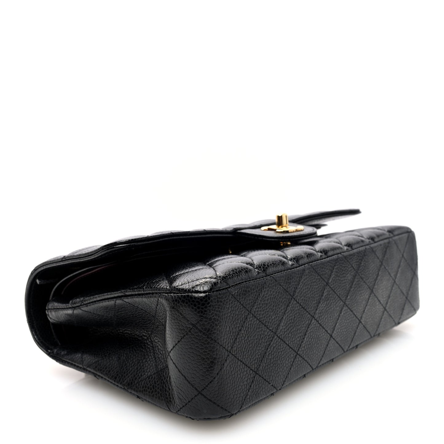 Caviar Quilted Medium Double Flap Black