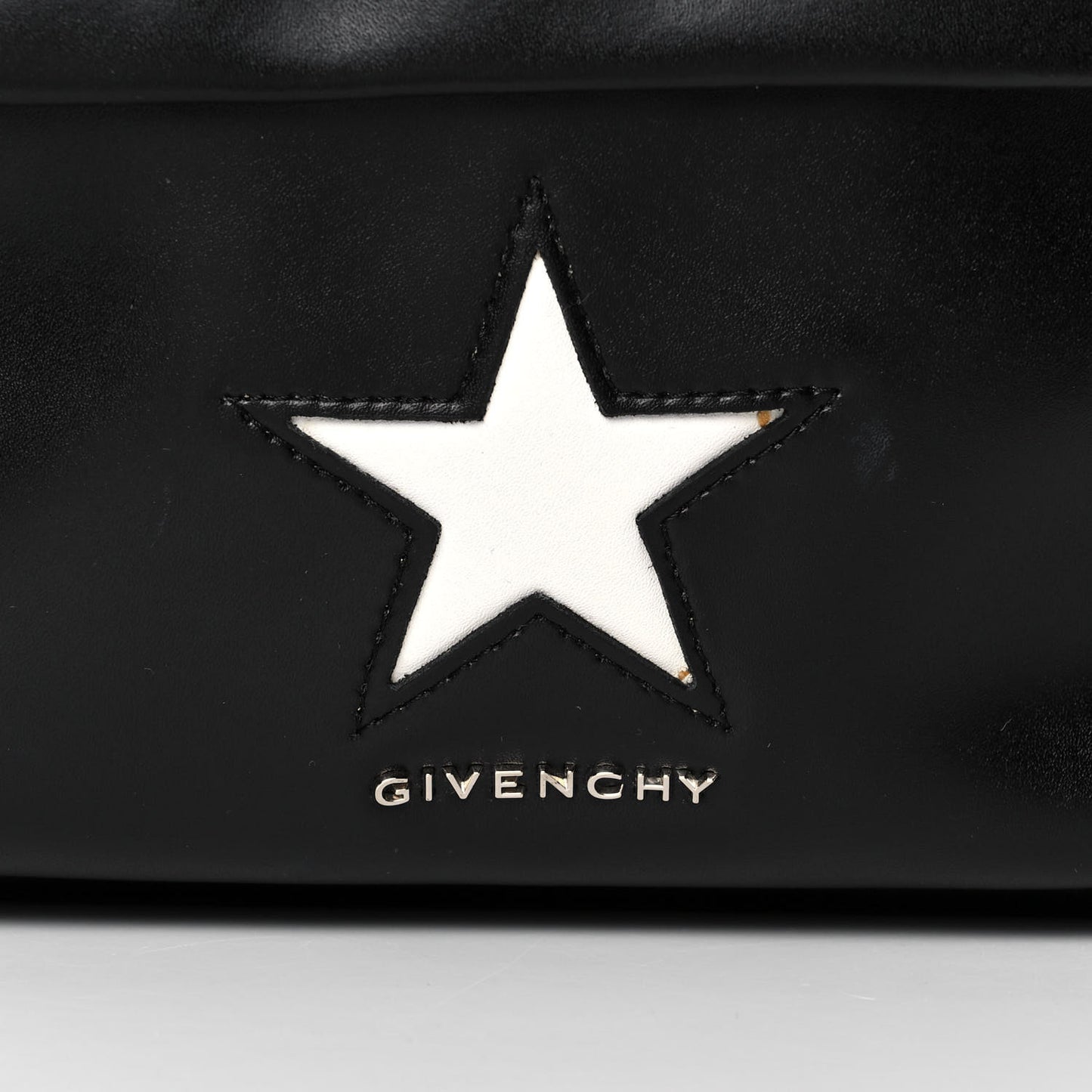 Calfskin Star Backpack Black White