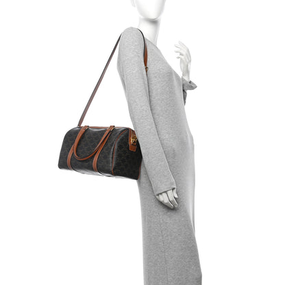 Celine Triomphe Canvas Calfskin Boston Bag Tan 2 of 10