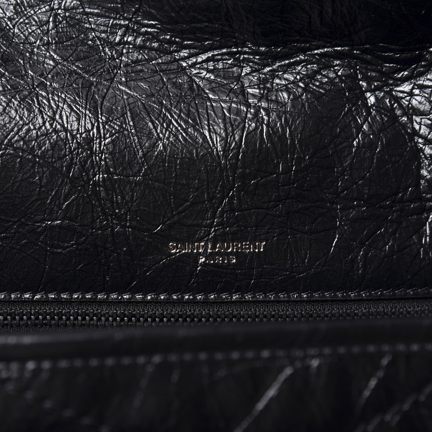 Saint Laurent Crinkled Calfskin Matelasse Monogram Medium Niki Chain Satchel Black 8 of 10