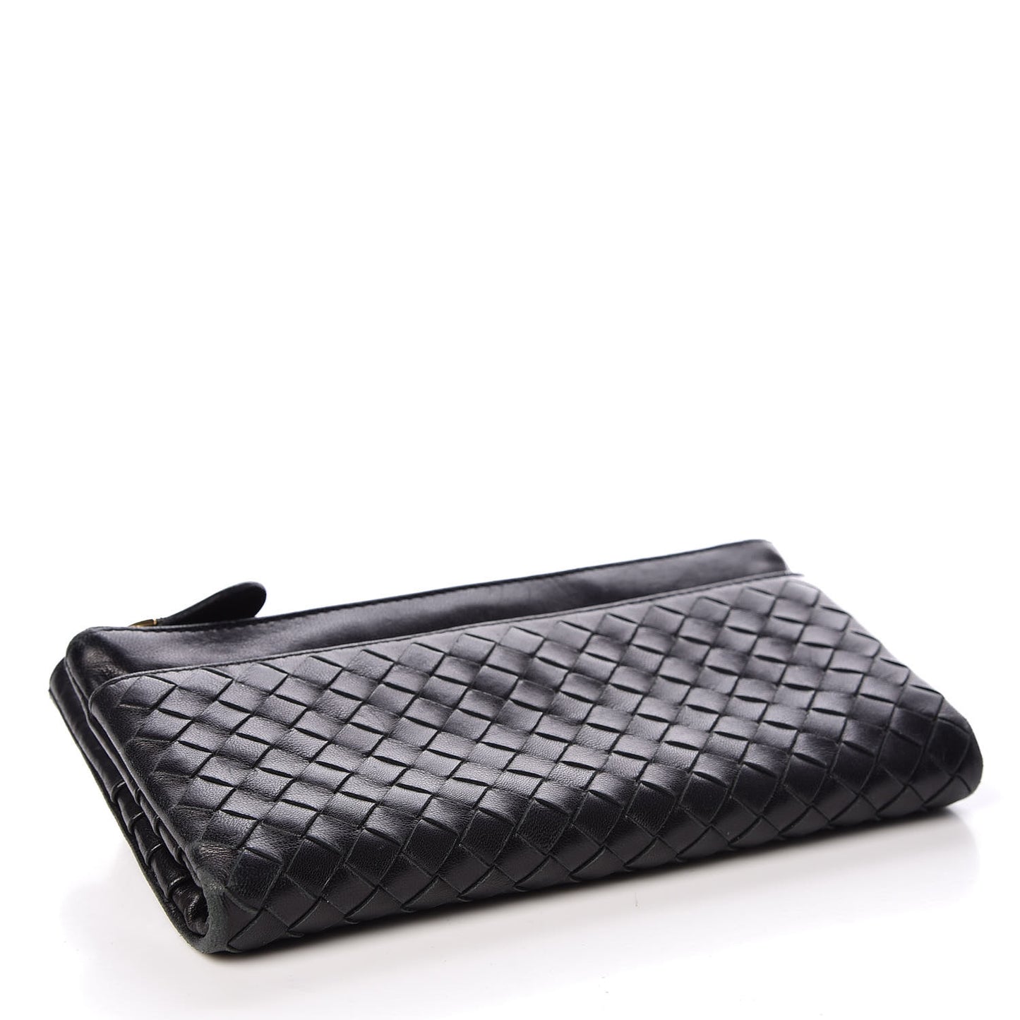 Nappa Intrecciato Double Zip Clutch Wallet Black