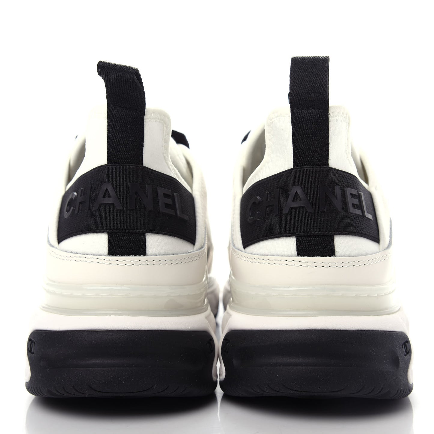 Velvet Calfskin Mixed Fibers CC Sneakers 37 Ivory Black