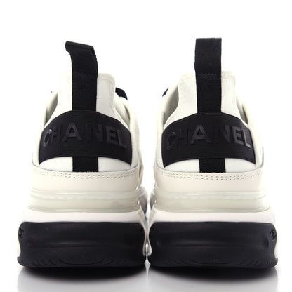 Chanel Velvet Calfskin Mixed Fibers CC Sneakers 37 Ivory Black 7 of 11