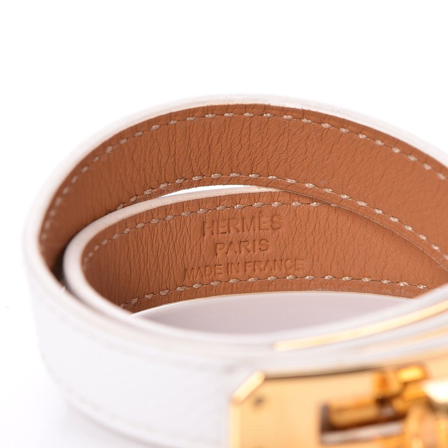 Epsom Kelly Double Tour Bracelet S White