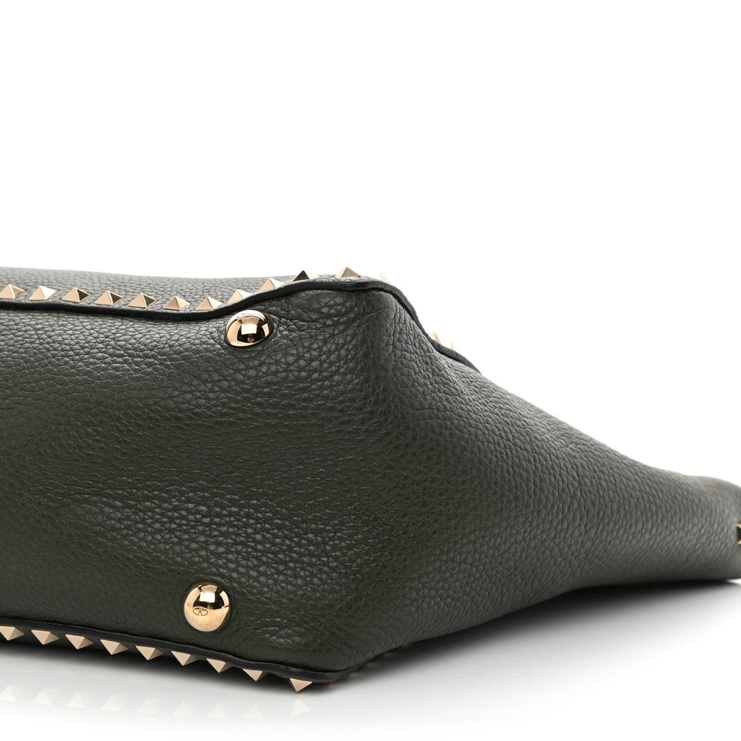 Pebbled Calfskin Medium Rockstud Tote Army Green