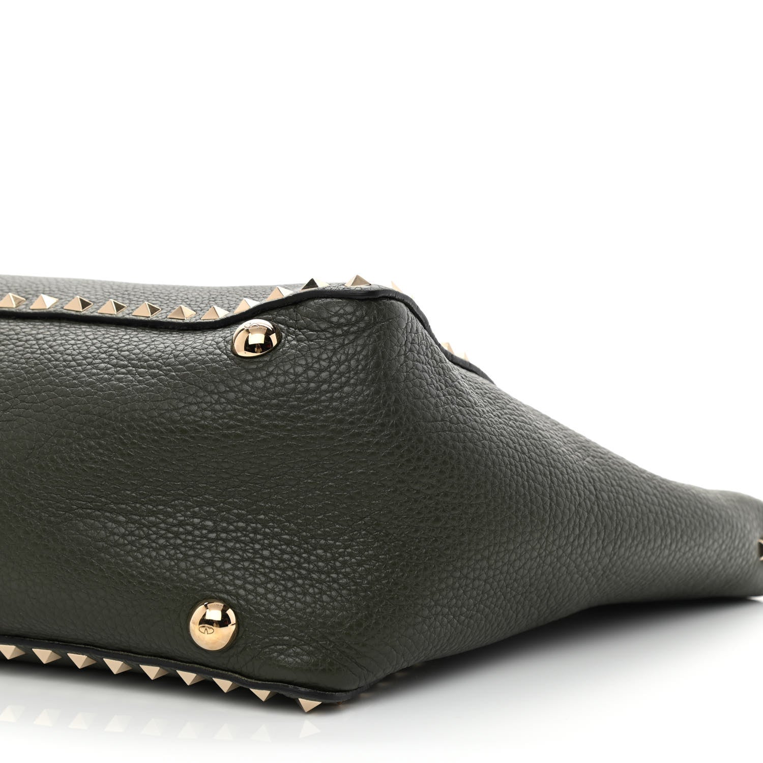 Valentino Garavani Pebbled Calfskin Medium Rockstud Tote Army Green 9 of 9