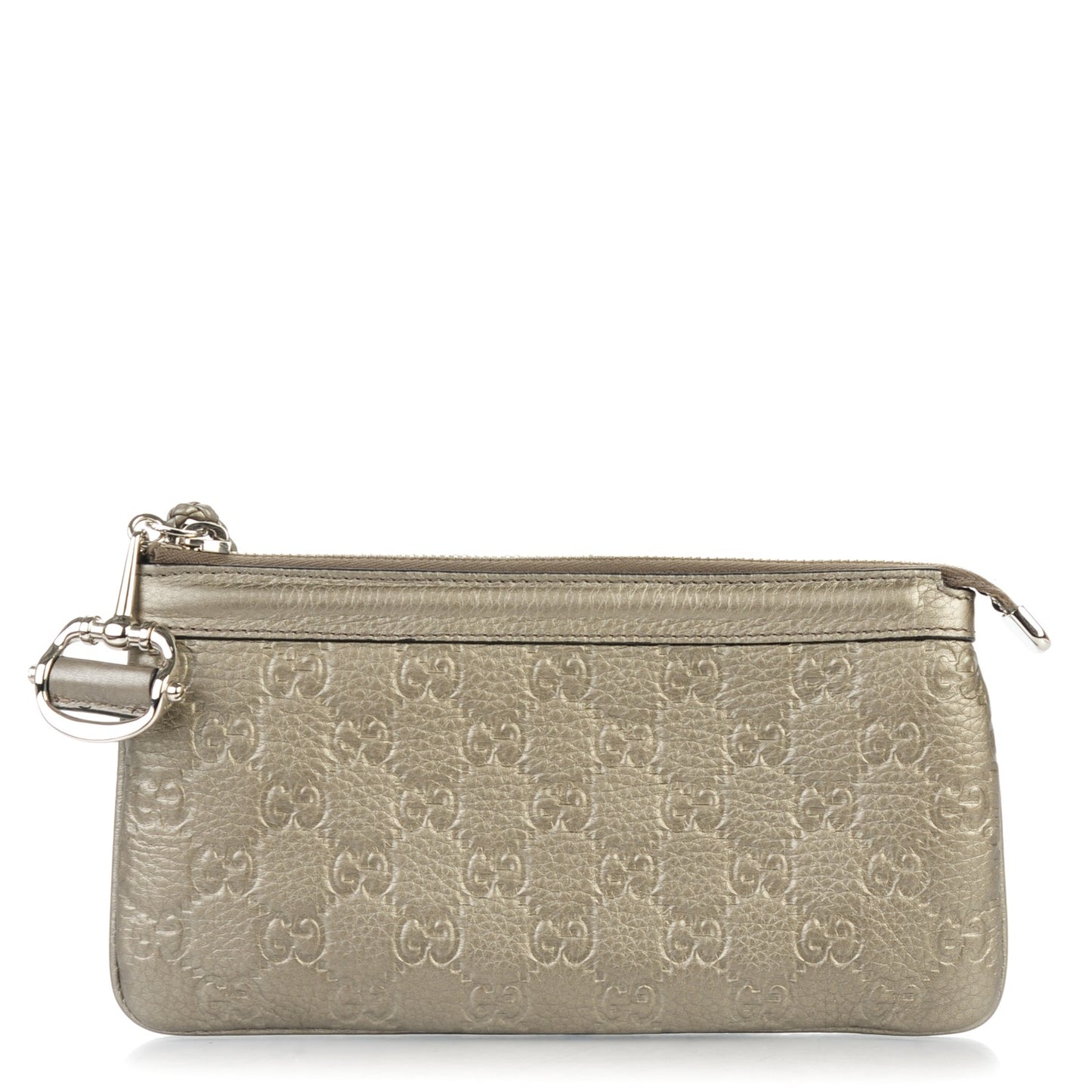 Guccissima Horsebit Detail Wristlet Pewter