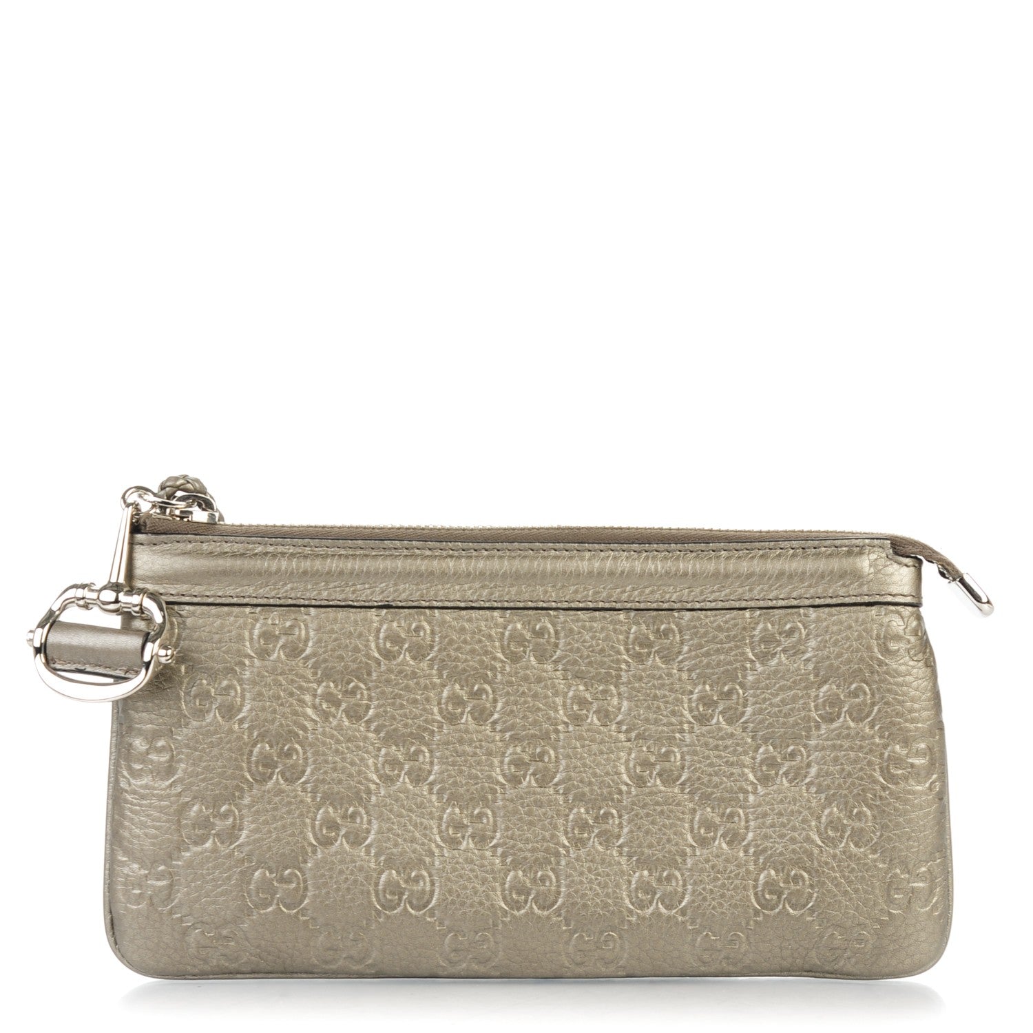 Gucci Guccissima Horsebit Detail Wristlet Pewter 1 of 8
