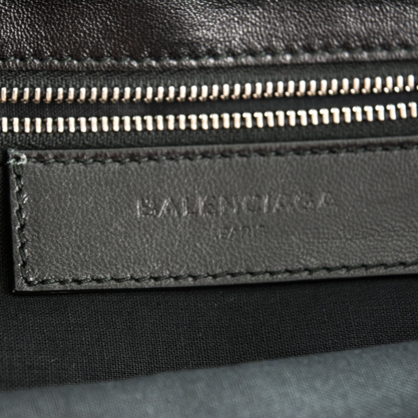 Chevre Silver Metallic Edge Hardware Envelope Clutch Black