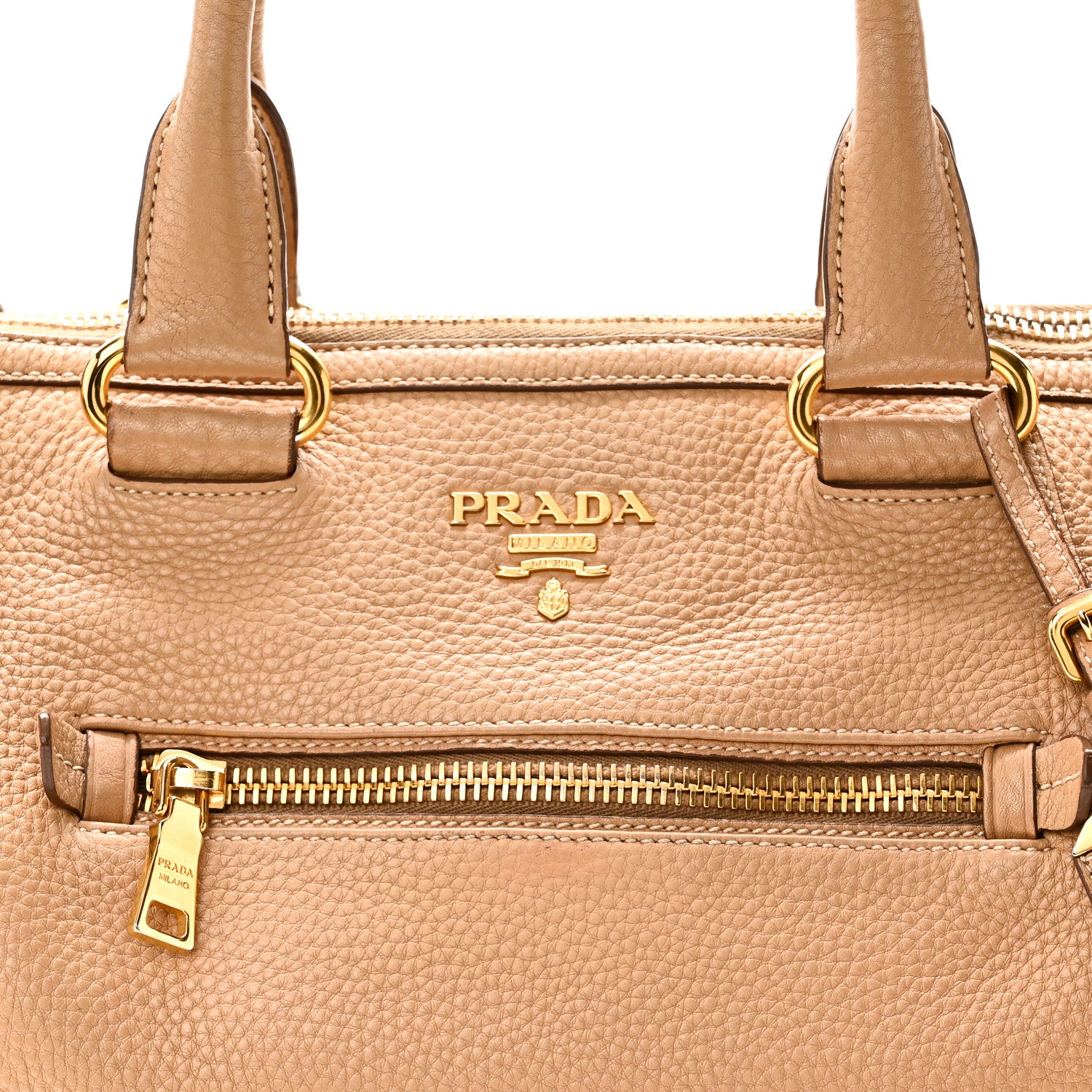 Prada Vitello Daino Shopping Satchel Caramel 7 of 9