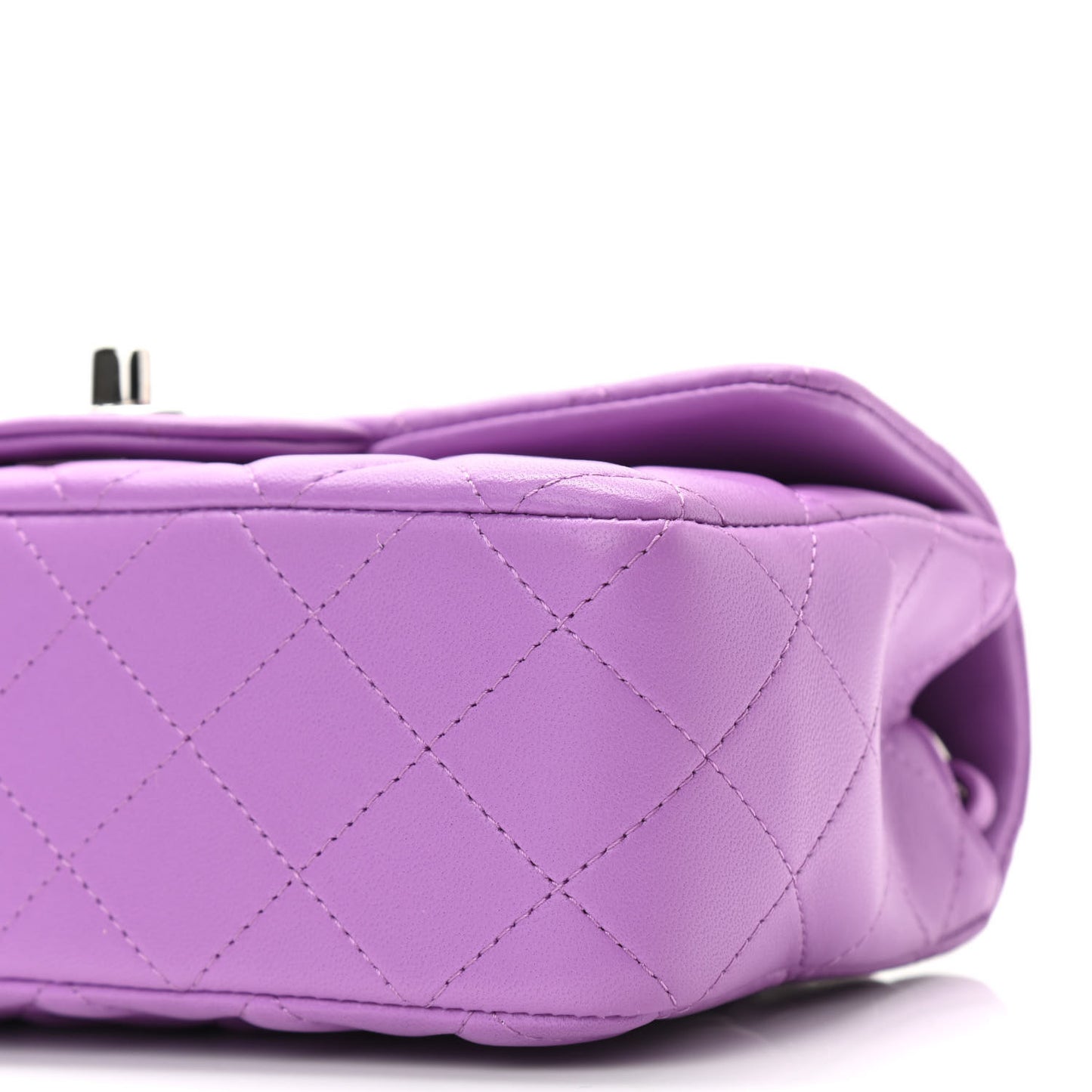 Lambskin Quilted Mini Rectangular Flap Purple