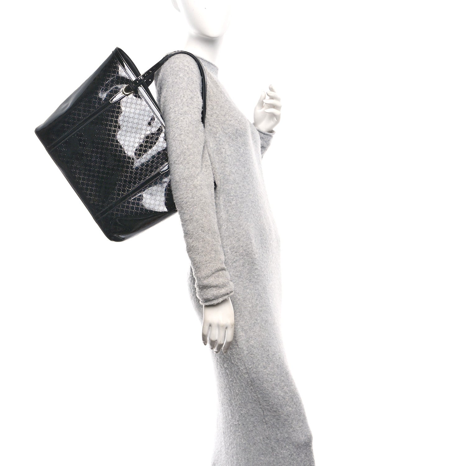 Gucci Patent Microguccissima Medium Nice Tote Black 2 of 10