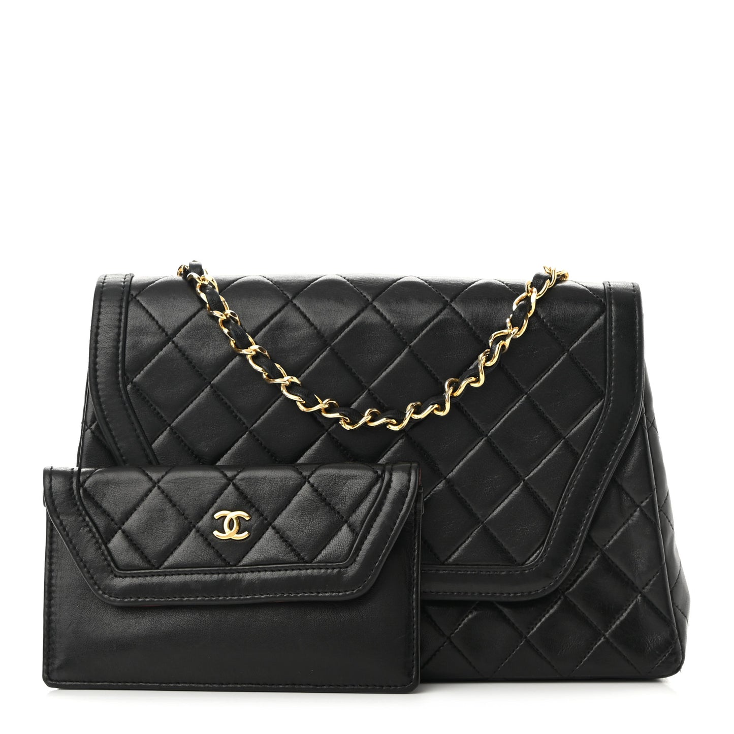 Lambskin Quilted Single Flap Black