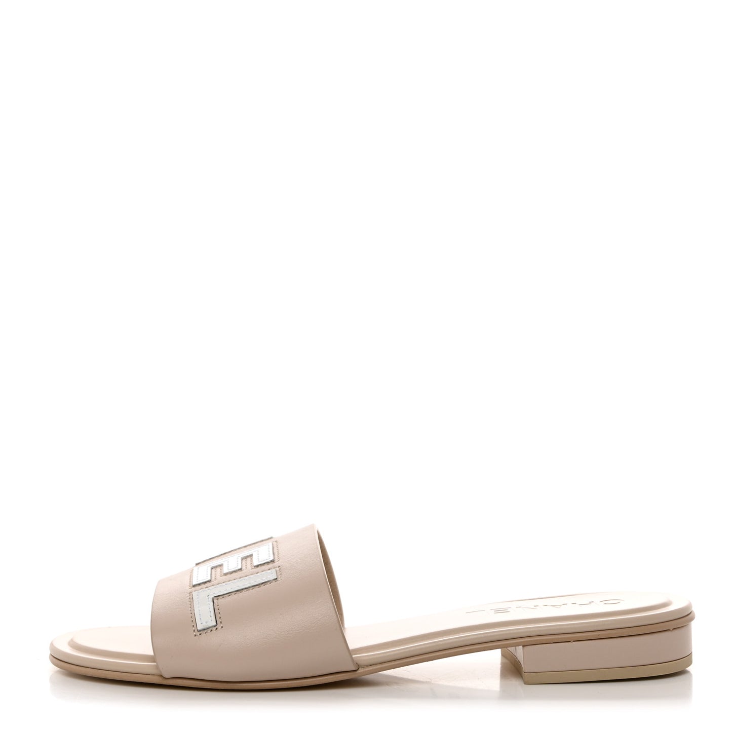 Calfskin Patent Calfskin Logo Mules 40.5 Beige