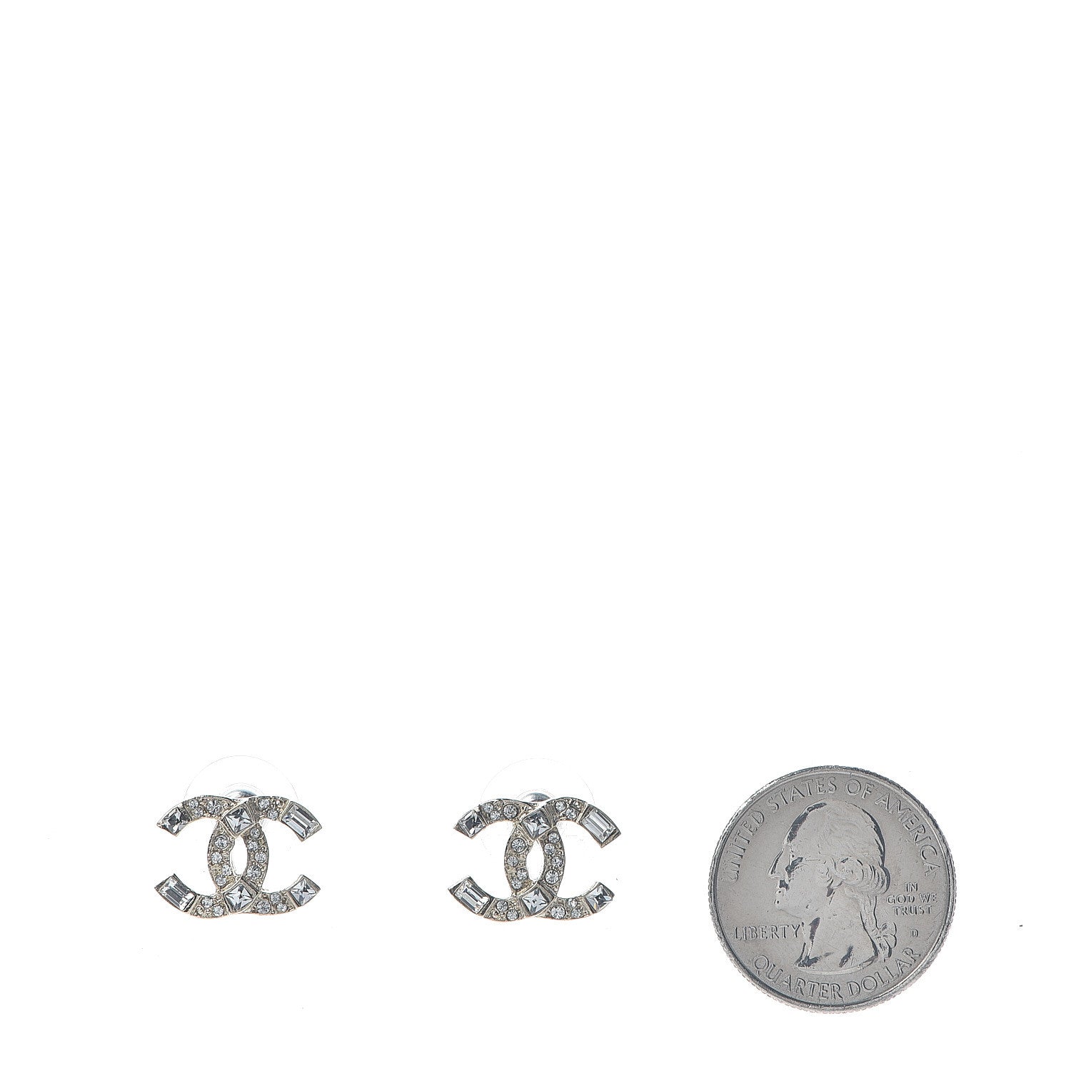 Chanel Crystal Baguette CC Earrings Gold 2 of 4