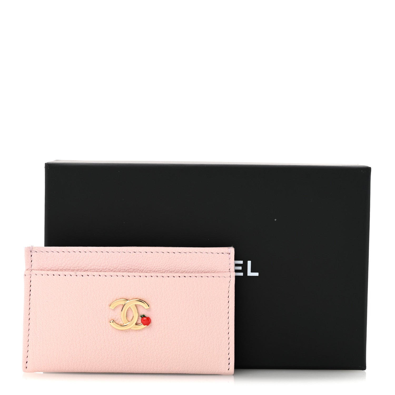 Chanel Grained Goatskin CC Apple Card Holder Light Pink 8 of 8
