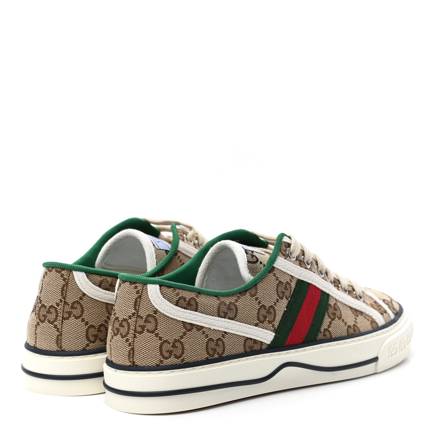 Gucci GG Monogram Web Womens 1977 Tennis Sneakers 38 Beige Ebony Mystic White 4 of 7