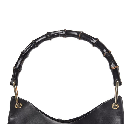 Gucci Calfskin Bamboo Handle Shoulder Bag Black 9 of 20