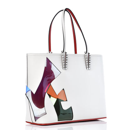 Christian Louboutin Calfskin PVC Love Spikes East West Cabata Tote Latte Multicolor 4 of 9