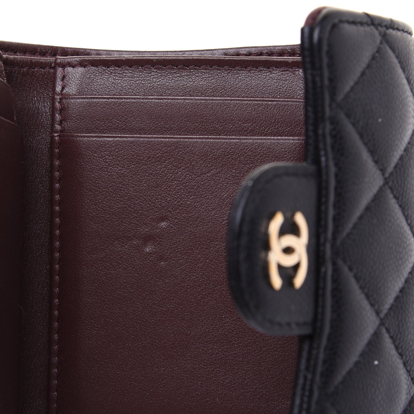 Caviar Quilted Compact Flap Wallet Black