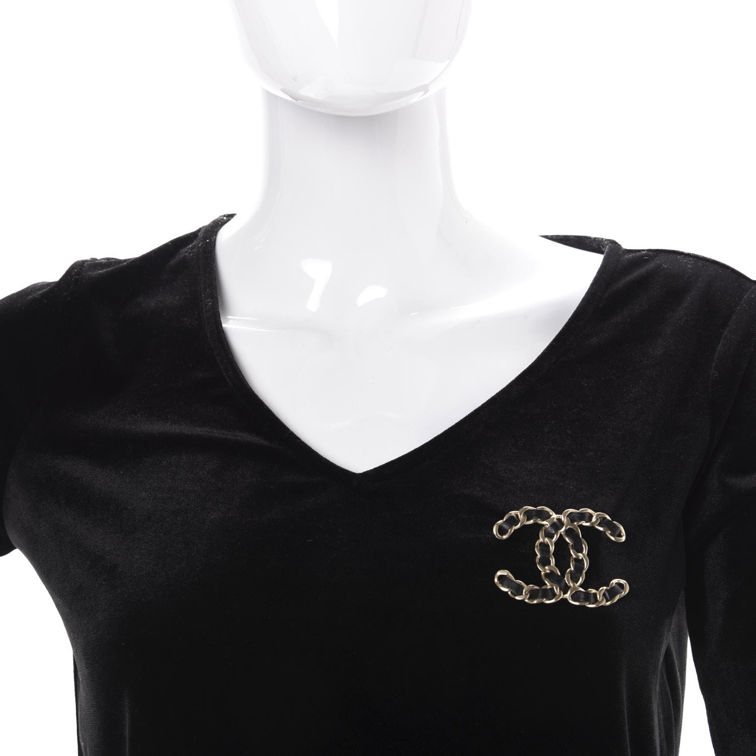 Chanel Lambskin Chain CC Brooch Black Gold 2 of 4