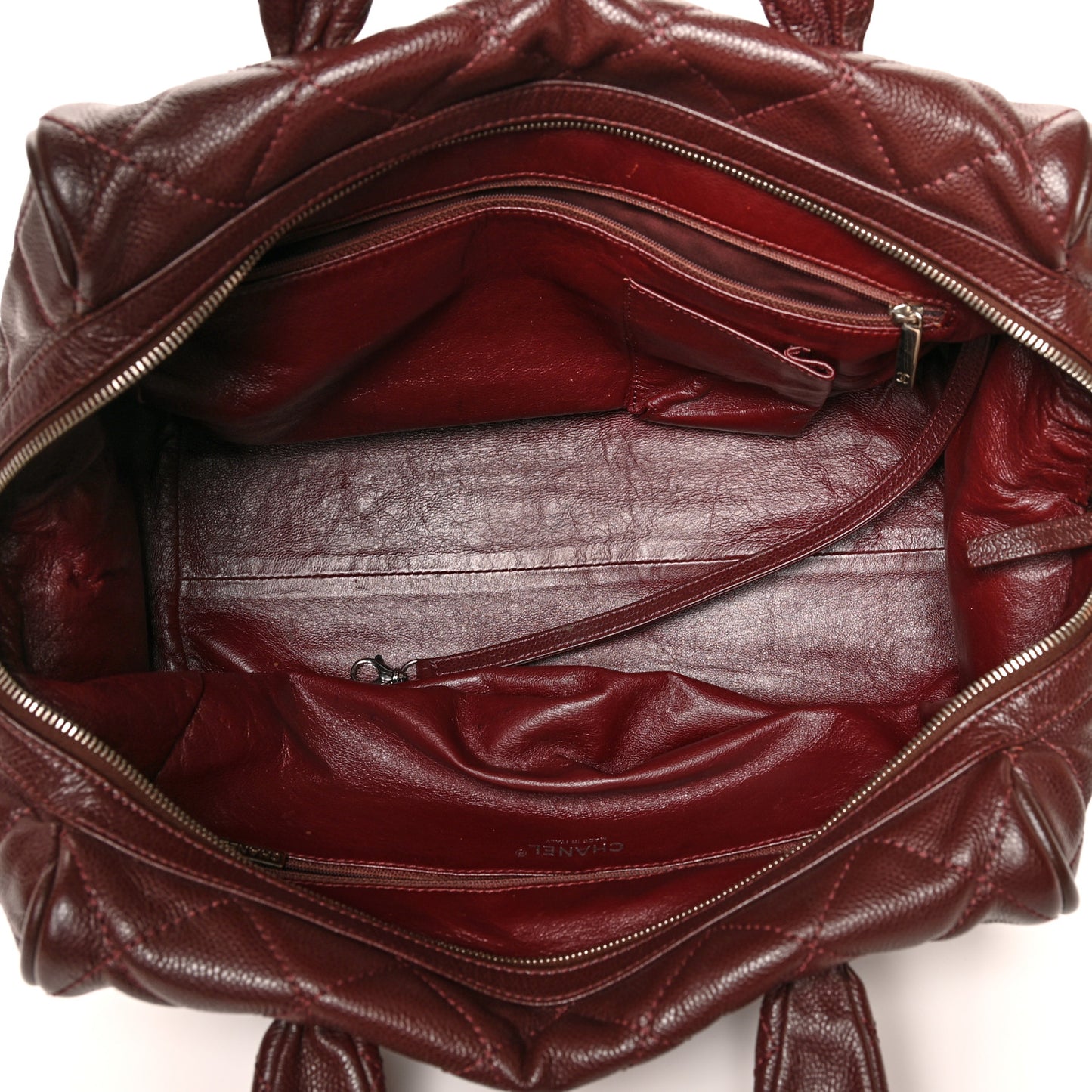 Caviar Quilted CC Timeless Bowler Burgundy