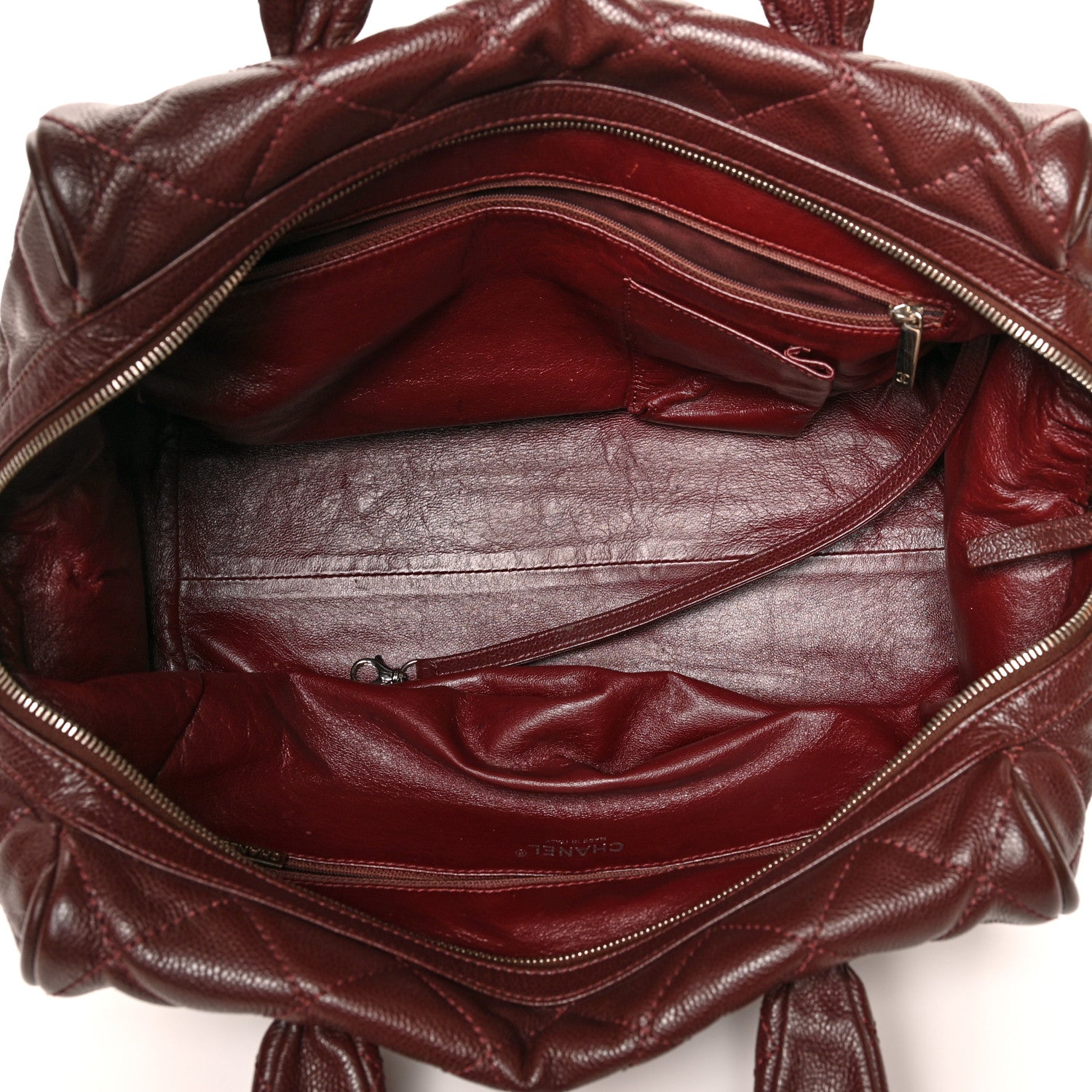 Chanel Caviar Quilted CC Timeless Bowler Burgundy 5 of 12