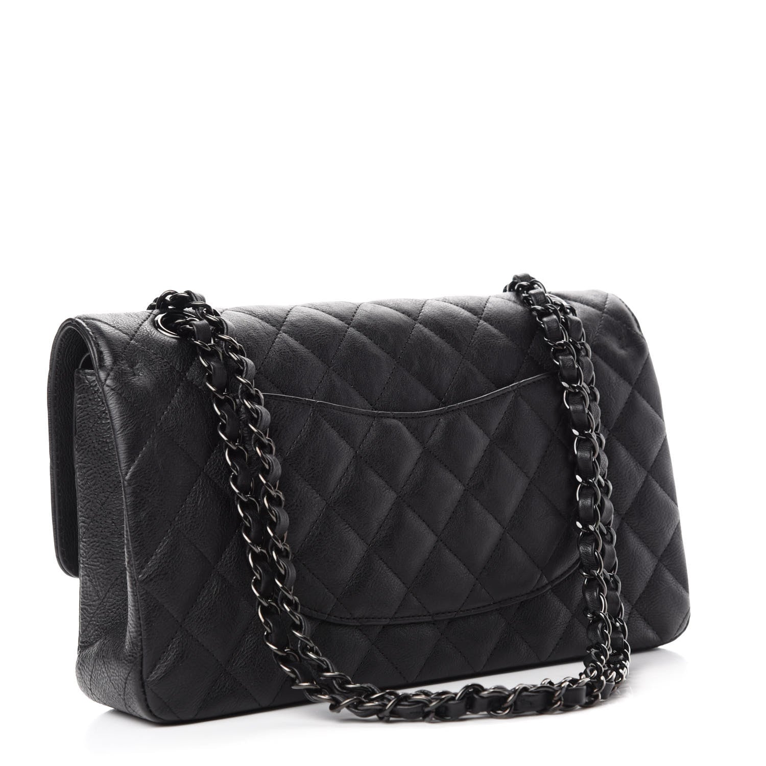Chanel Crumpled Calfskin Quilted Medium Double Flap So Black 3 of 11