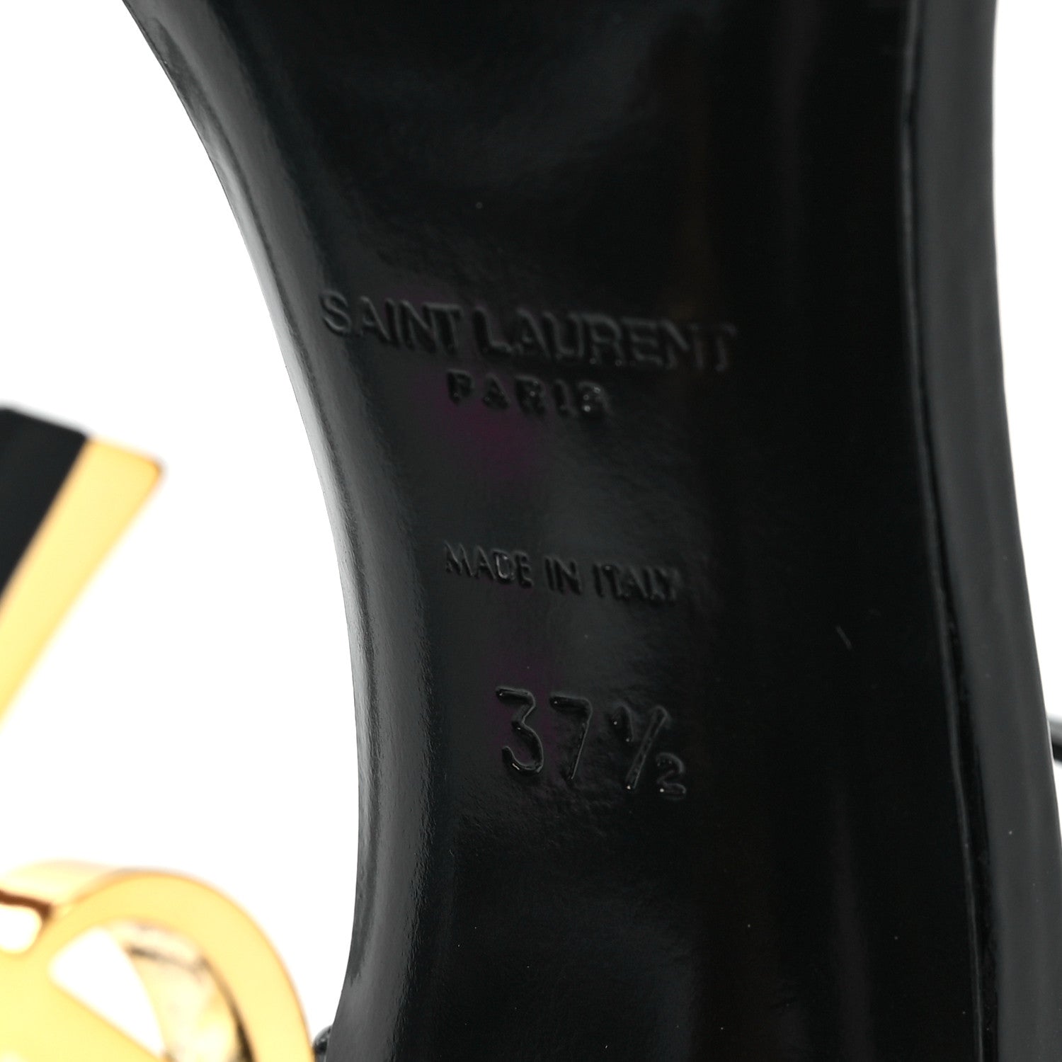 Saint Laurent Patent Calfskin Opyum 110 Sandals 37.5 Black Gold 7 of 10