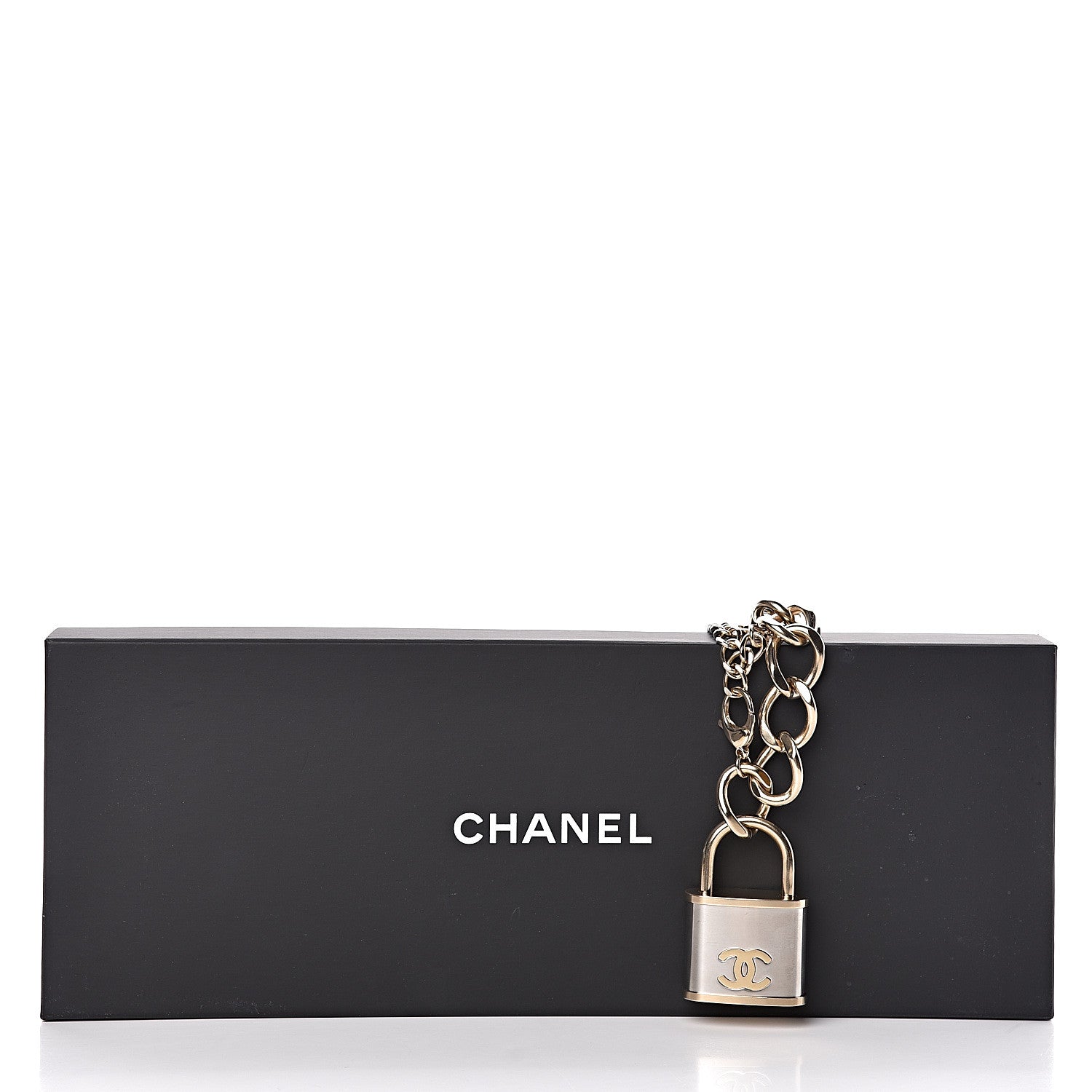 Chanel CC Oversized Padlock Necklace Gold Silver 6 of 6
