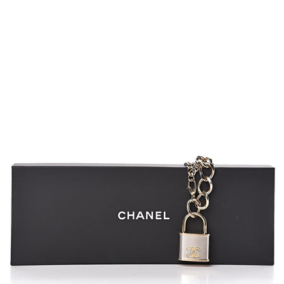 Chanel CC Oversized Padlock Necklace Gold Silver 6 of 6