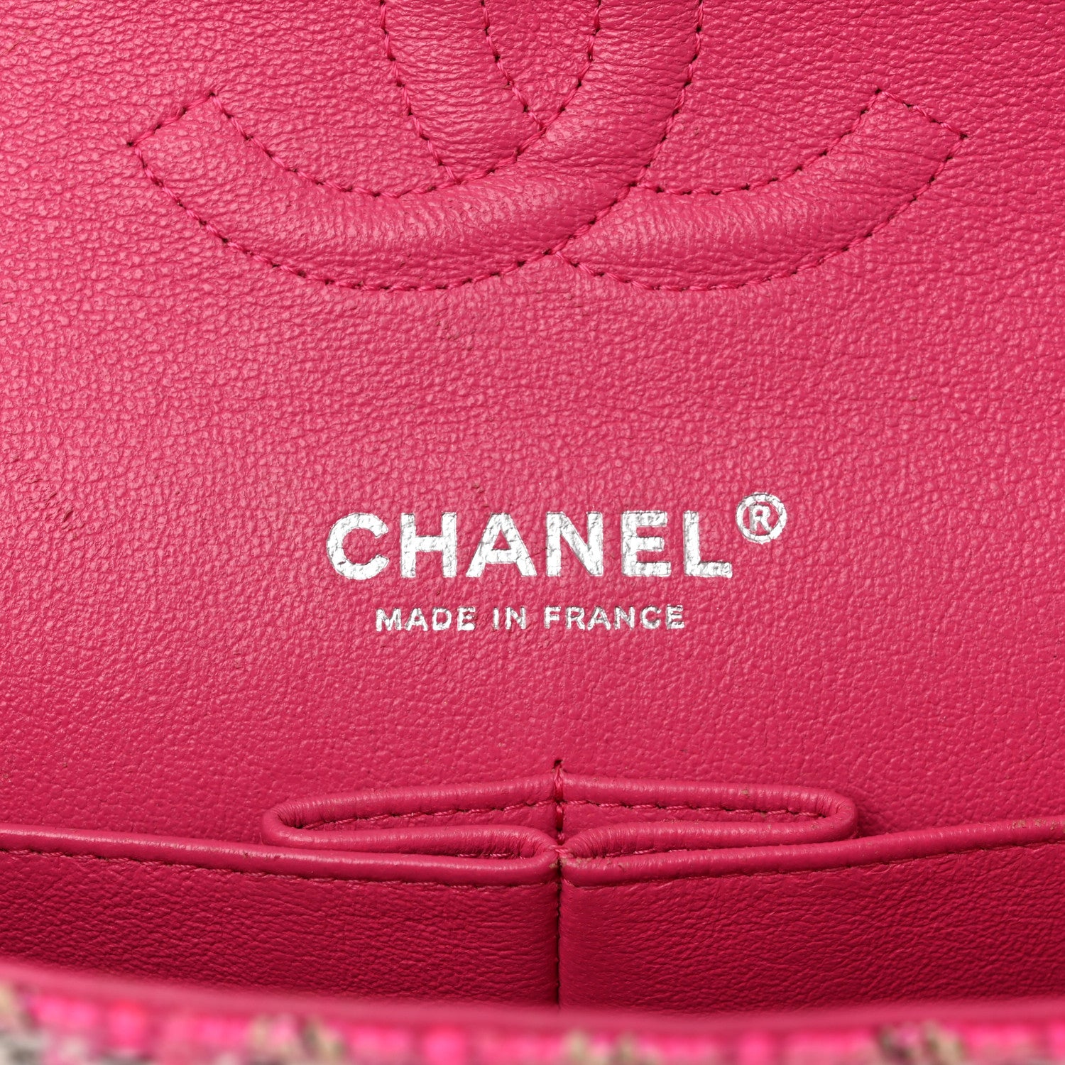 Chanel Tweed Quilted Medium Double Flap Hot Pink 6 of 12