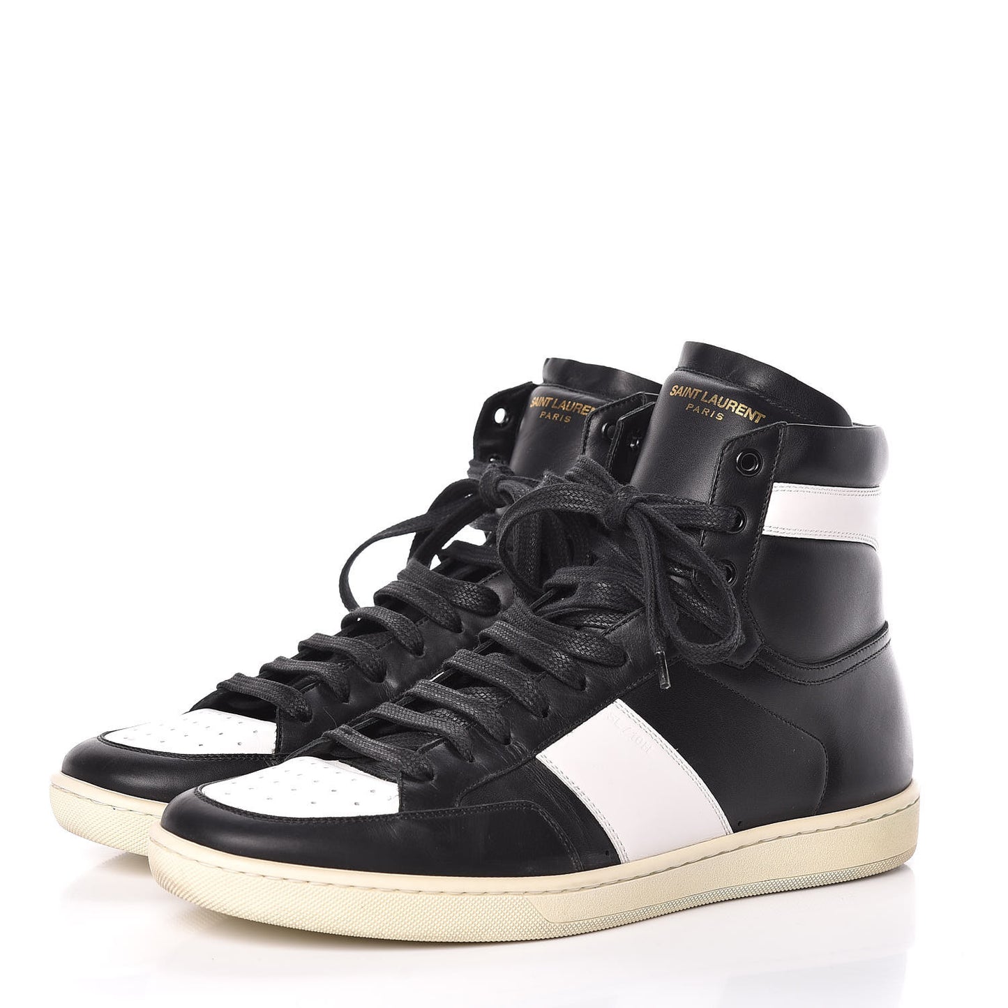 Calfskin Mens Court Classic SL/10H High Top Sneakers 43 Black White