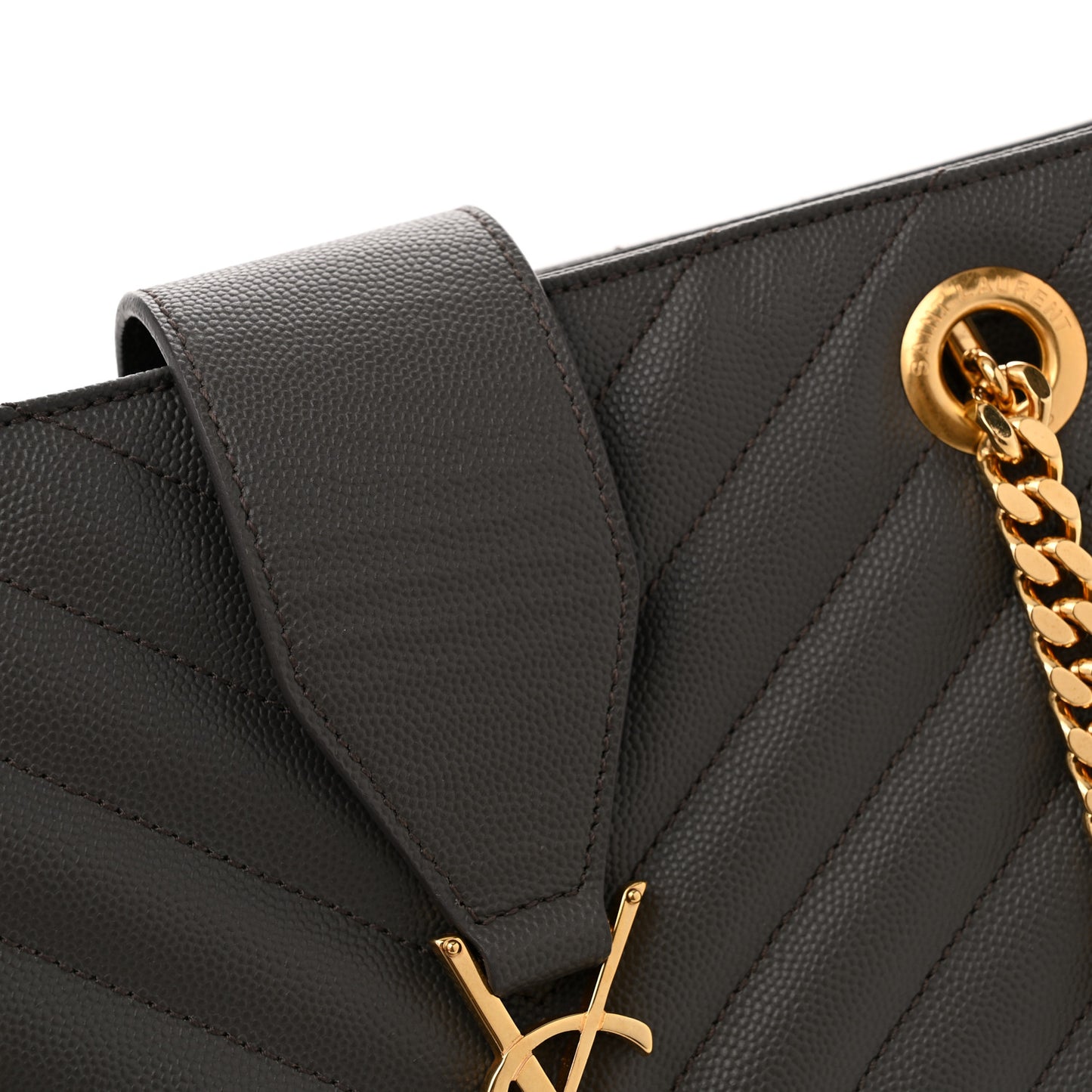 Grain De Poudre Matelasse Chevron Monogram Shopping Bag Fog