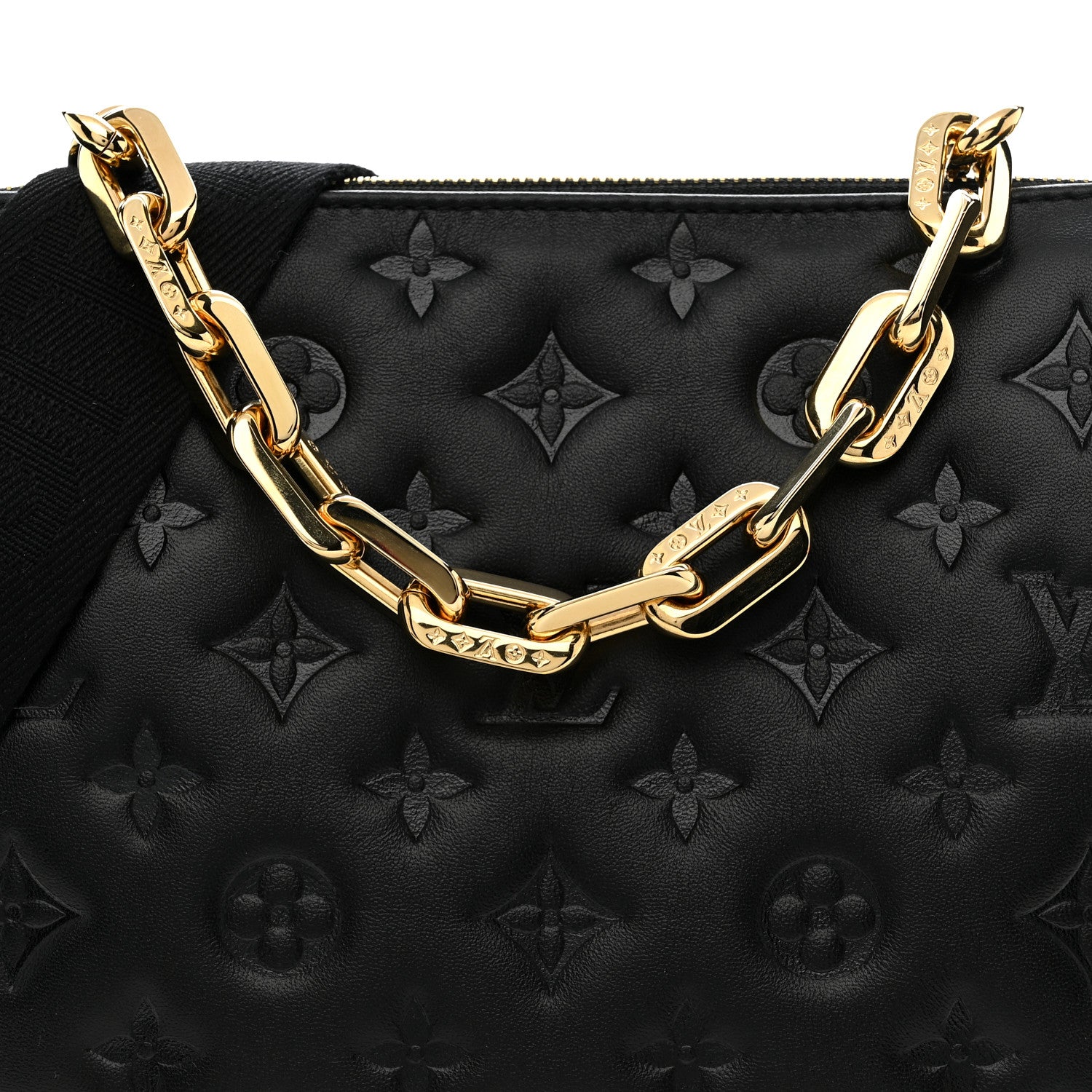 Louis Vuitton Lambskin Embossed Monogram Coussin PM Black 9 of 11