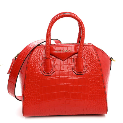 Givenchy Calfskin Crocodile Embossed Mini Antigona Red 1 of 9