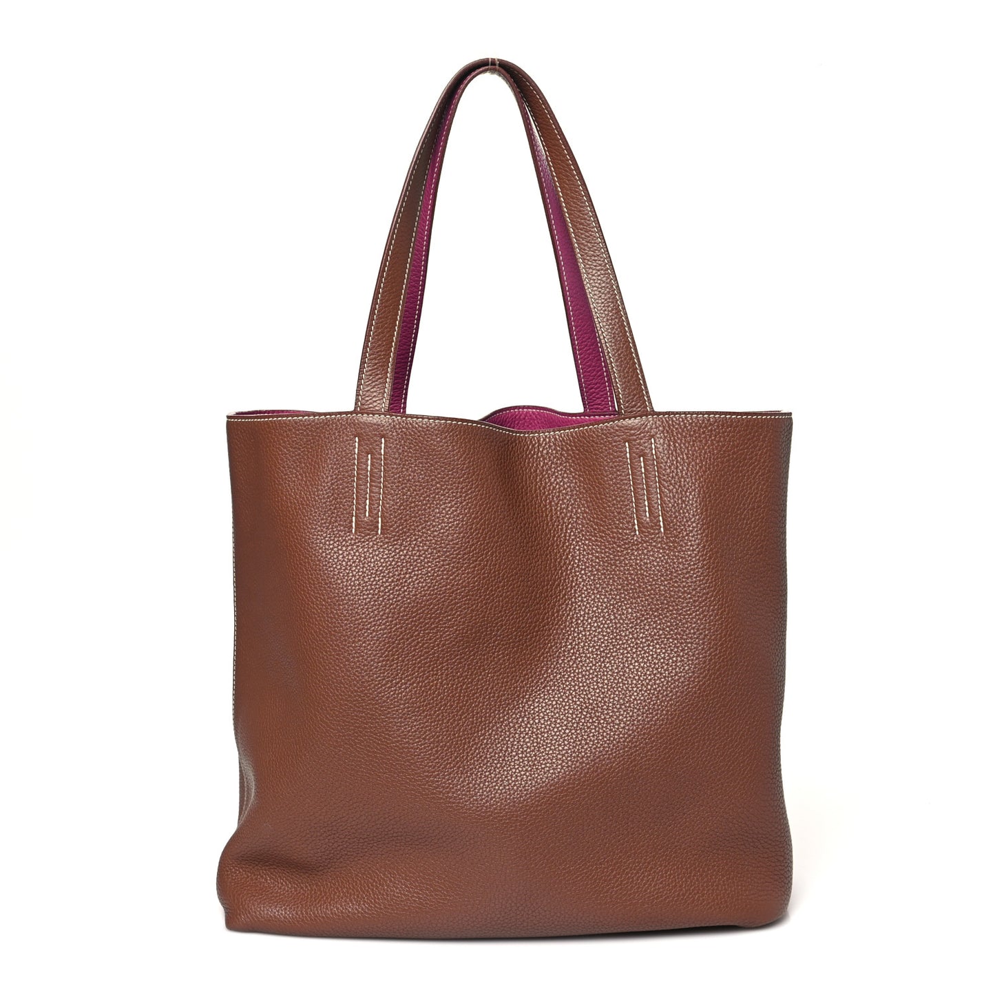 Taurillon Clemence Double Sens 36 Reversible Tote Marron Tosca