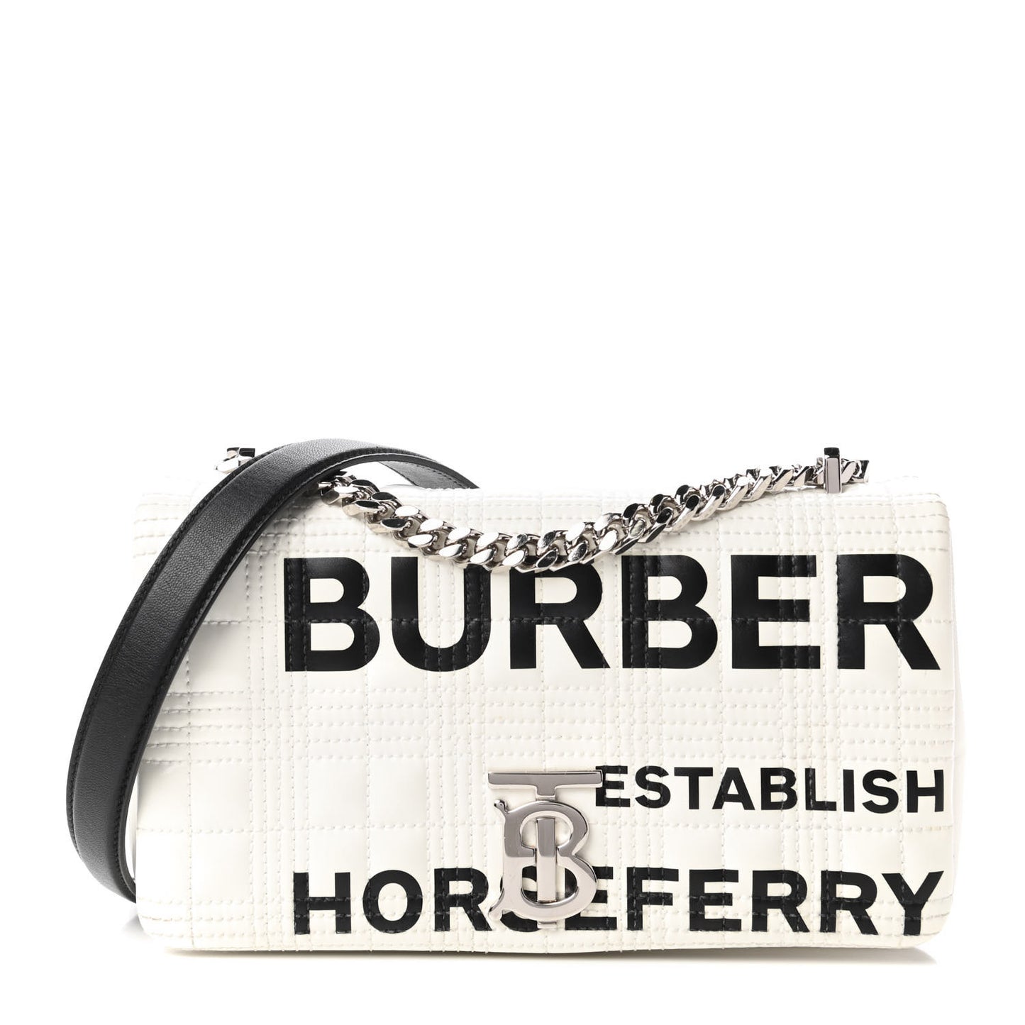 Patent Quilted Horseferry Print Small Lola Bag White