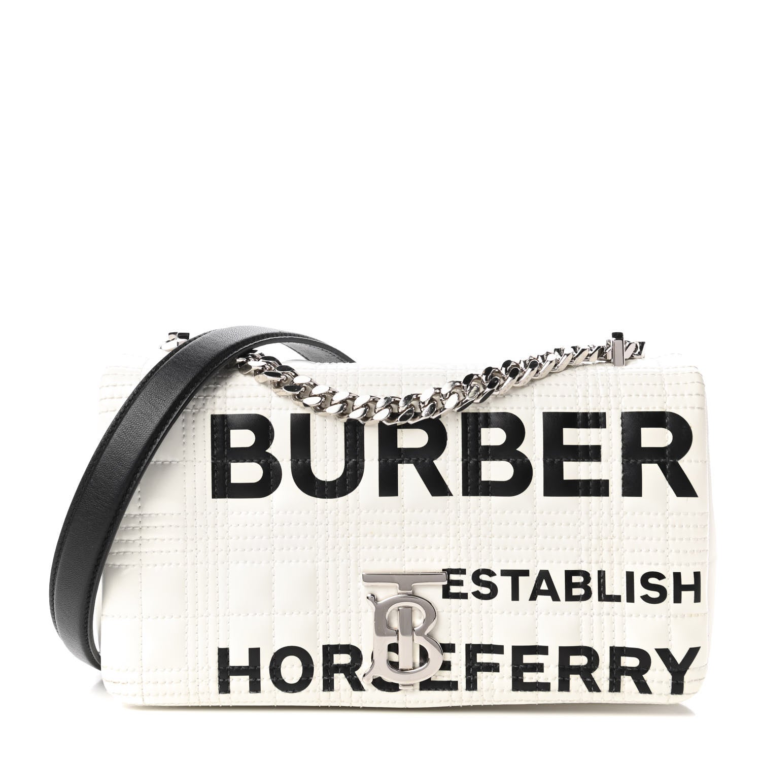 Burberry Patent Quilted Horseferry Print Small Lola Bag White 1 of 10