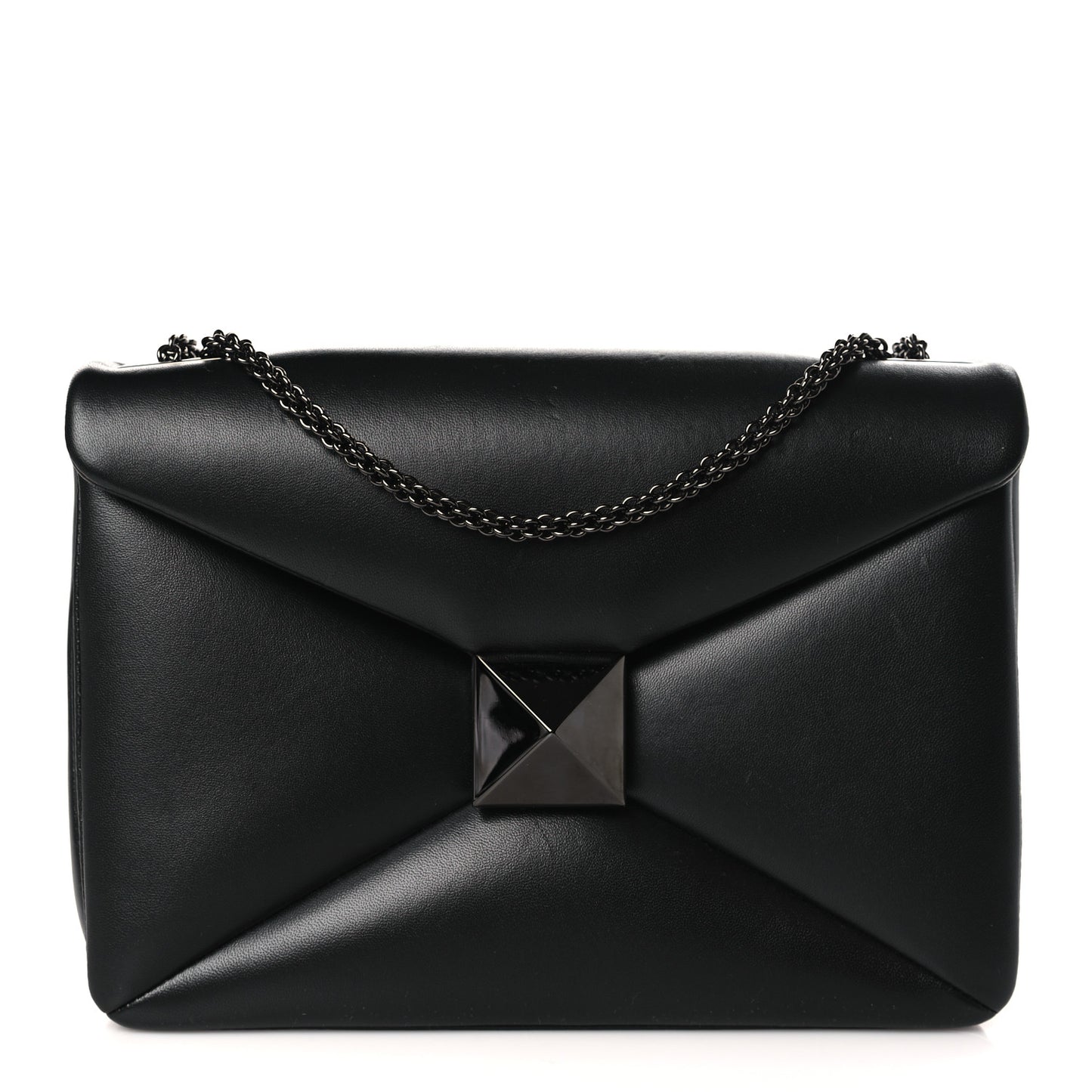 Nappa Tonal One Stud Chain Shoulder Bag Black