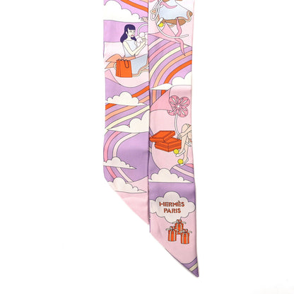 Hermes Silk Carres Volants Twilly Lilas Rose Pale Orange 2 of 5
