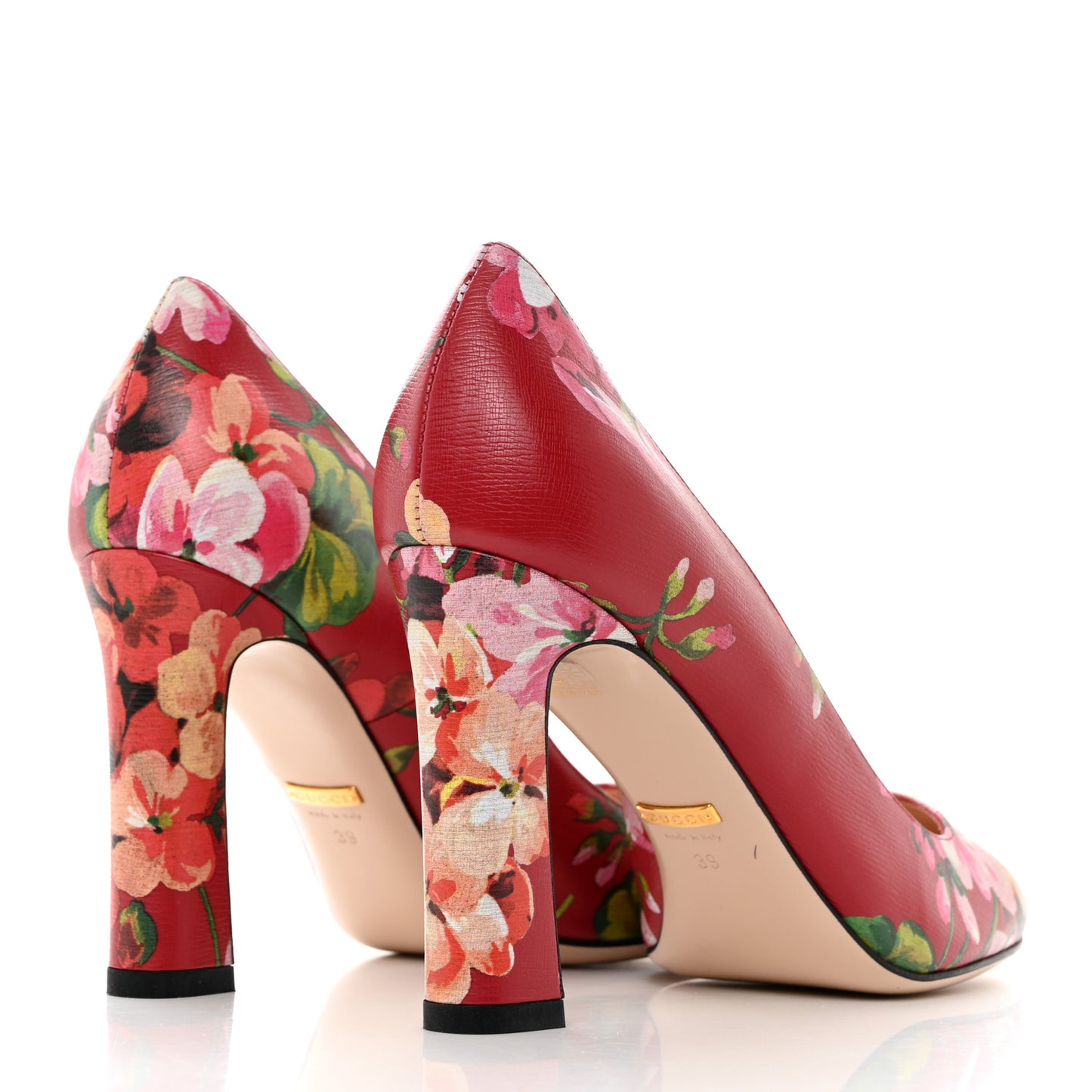 Calfskin Blooms Print High Heel Pumps 39 Romantic Cerise Multicolor