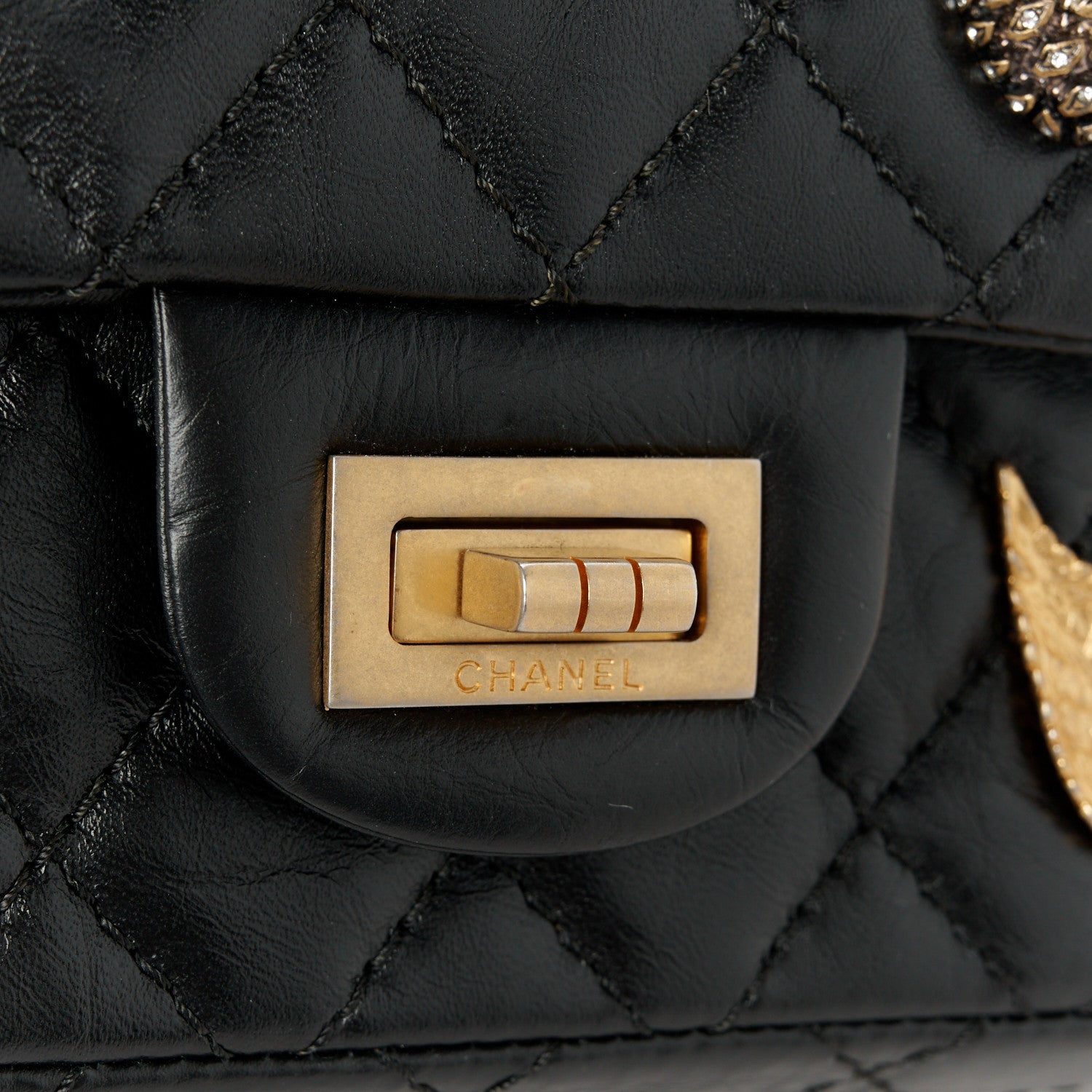 Chanel Aged Calfskin Lucky Charms 2.55 Reissue 225 Flap Black 8 of 12
